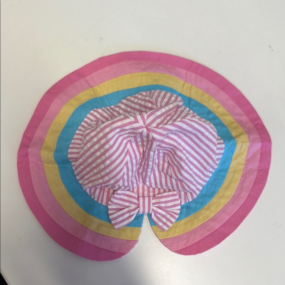 Source Unknown Pink Striped Kids Hat with Multicolor Brim - Picture 4 of 5